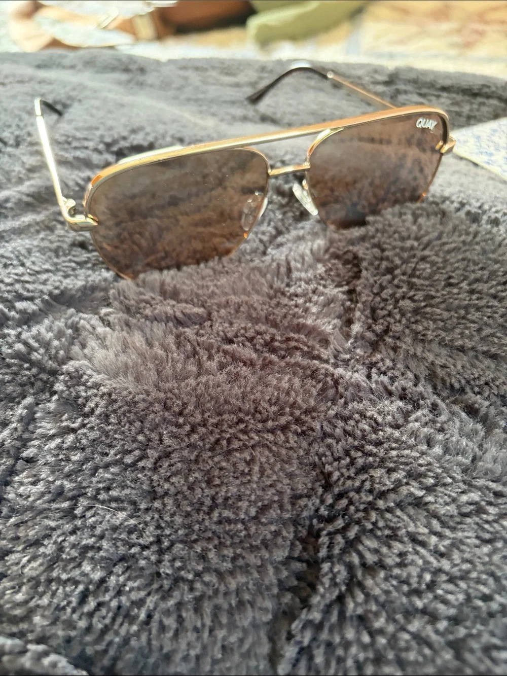 Quay Gold Aviator Sunglasses with Gold Reflective Lenses